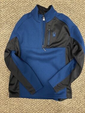 Spyder Blue and Black Quarter-Zip Performance Pullover